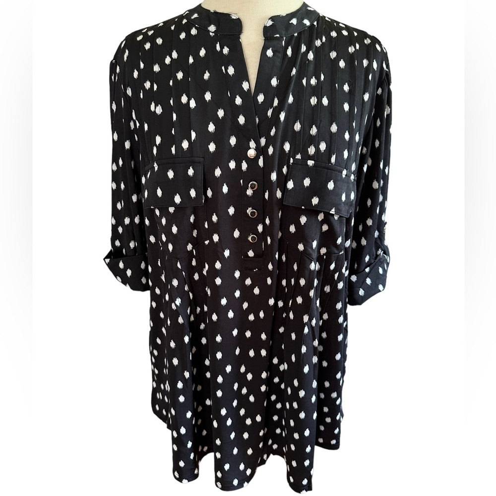 COCOMO 2X Plus Size Black White elbow sleeve women's Blouse top tun…